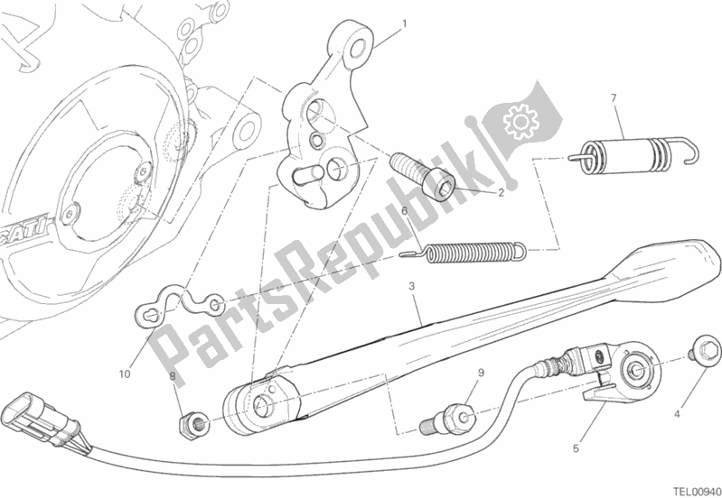 All parts for the Side Stand of the Ducati Diavel Xdiavel S Thailand 1260 2017